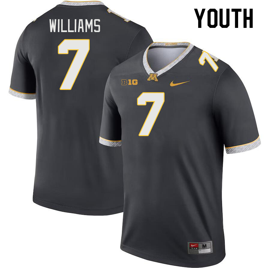 Youth #7 Tyler Williams Minnesota Golden Gophers College Football Jerseys Stitched-Charcoal